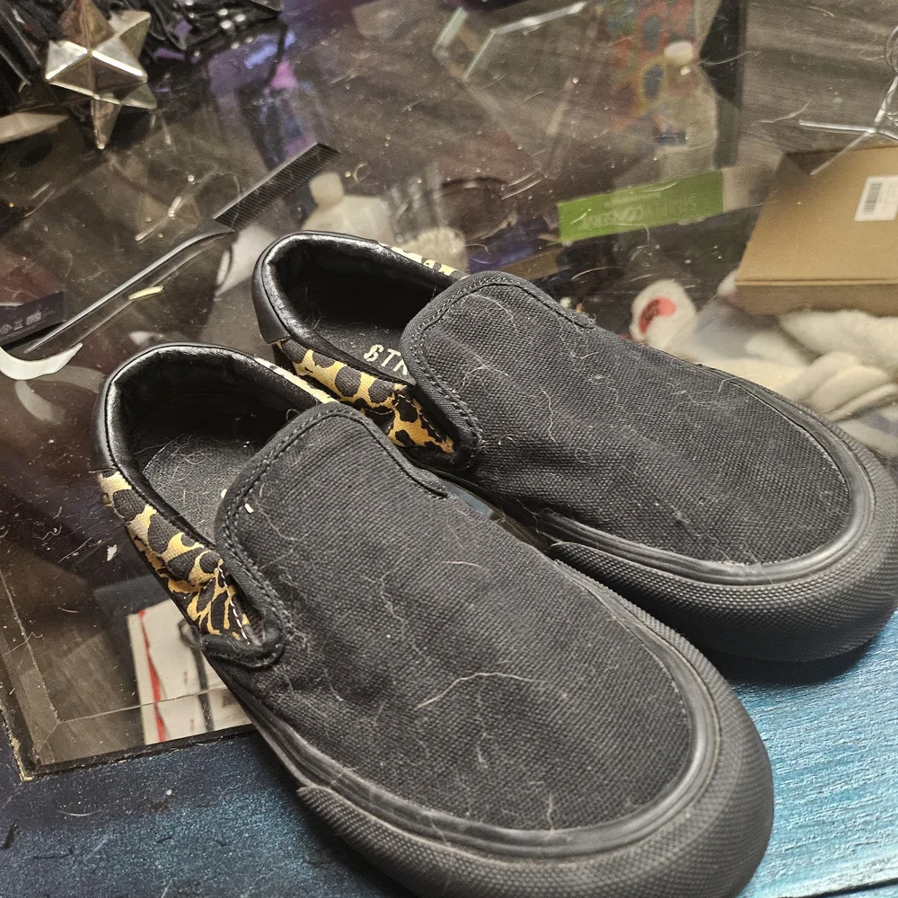 Straye Black and Leopard Slip-On Shoes
